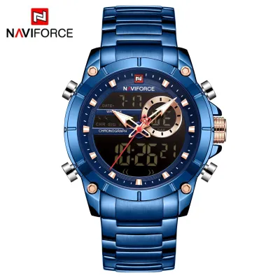 NAVIFORCE NF9163 Luxury Original Sports Men Wristwatch Quartz Steel Waterproof Digital Fashion Male Watch